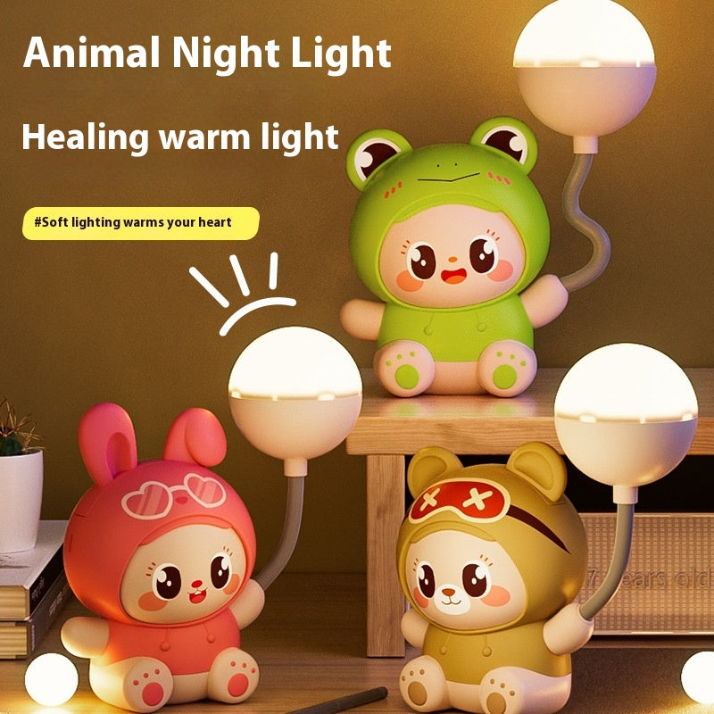 Cute Cartoon Pet Table Lamp with Folding Design and USB Charging for Bedroom