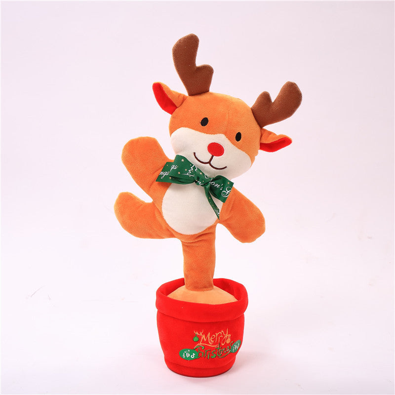 Dancing Christmas Toys Funny Tree Repeat Talking  Electronic Plush Toys Can Sing Record Lighten