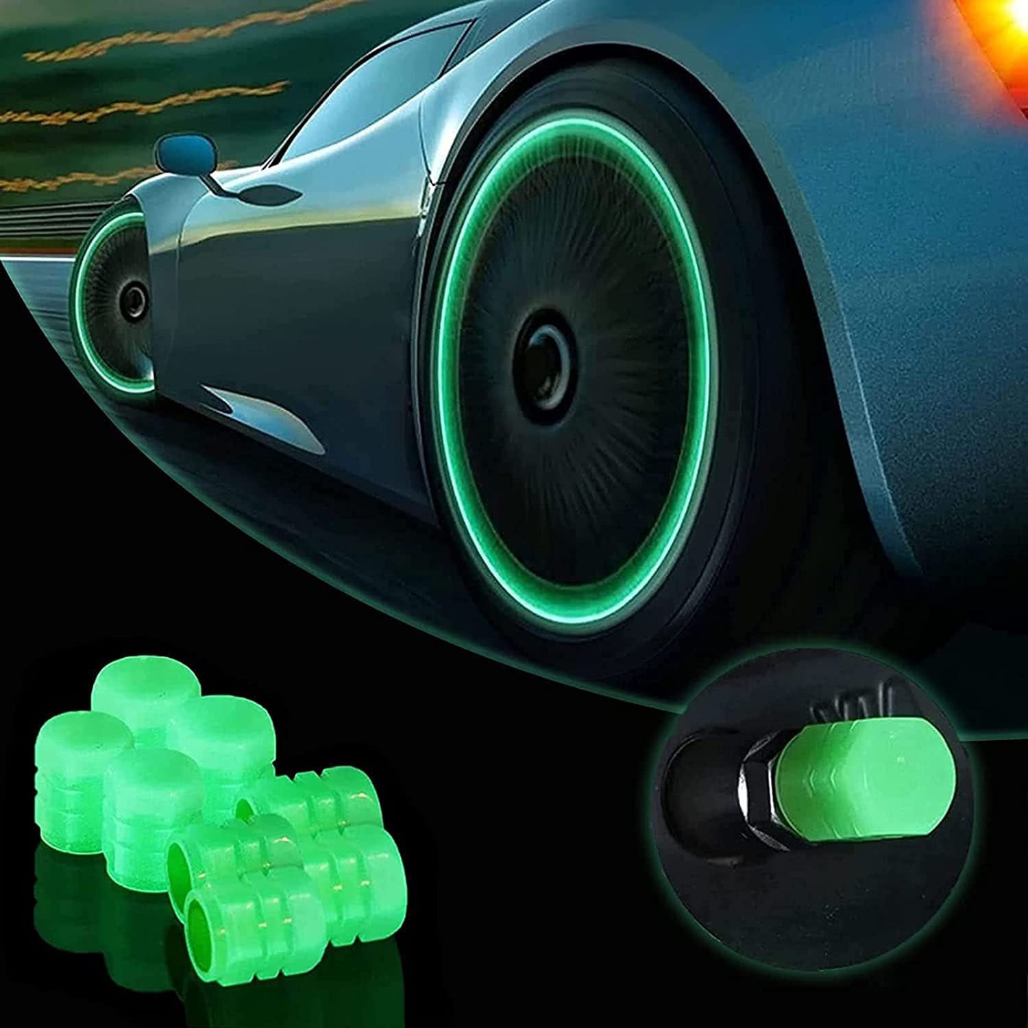 Tire Luminous Valve Cap Highlight Split