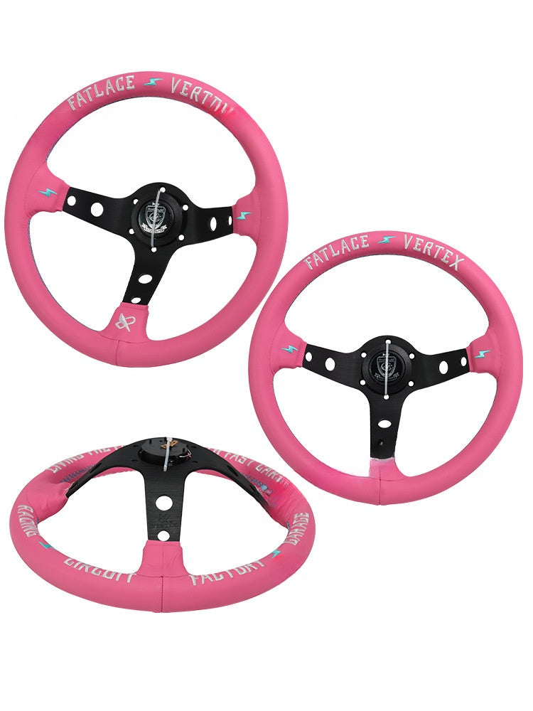 13-inch Universal Lightning Leather Double Sided Embroidery Steering Wheel