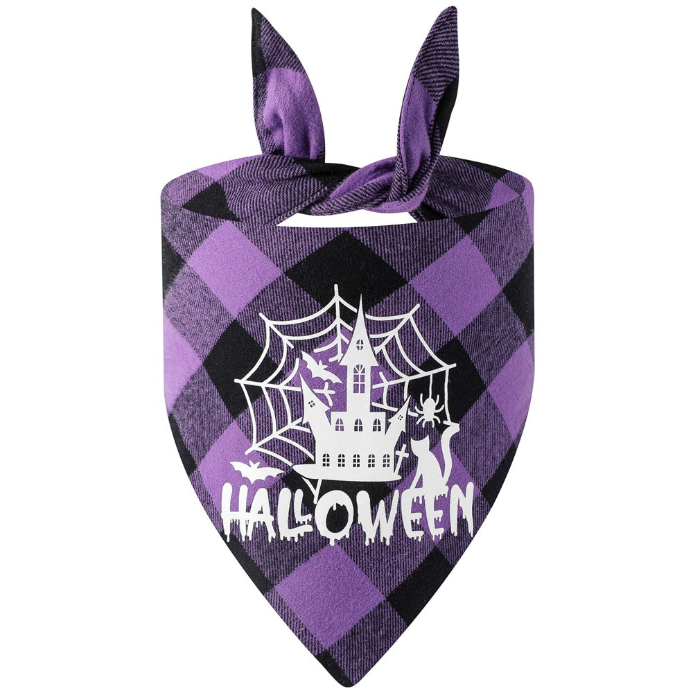 Plaid Luminous Halloween Pet's Saliva Towel