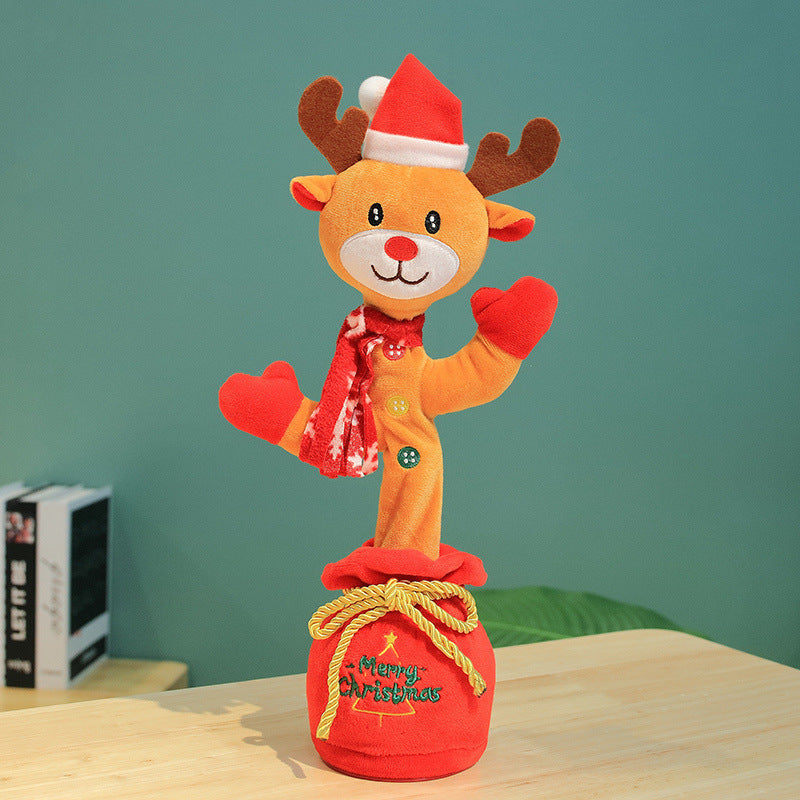 Dancing Christmas Toys Funny Tree Repeat Talking  Electronic Plush Toys Can Sing Record Lighten