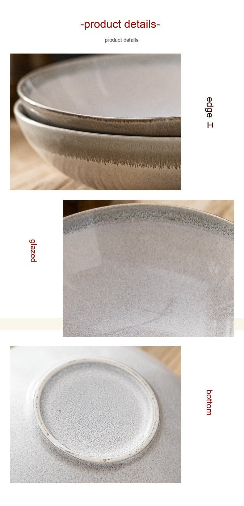 Ceramic Large Retro Kiln Baked Open Gradient Salad Bowl