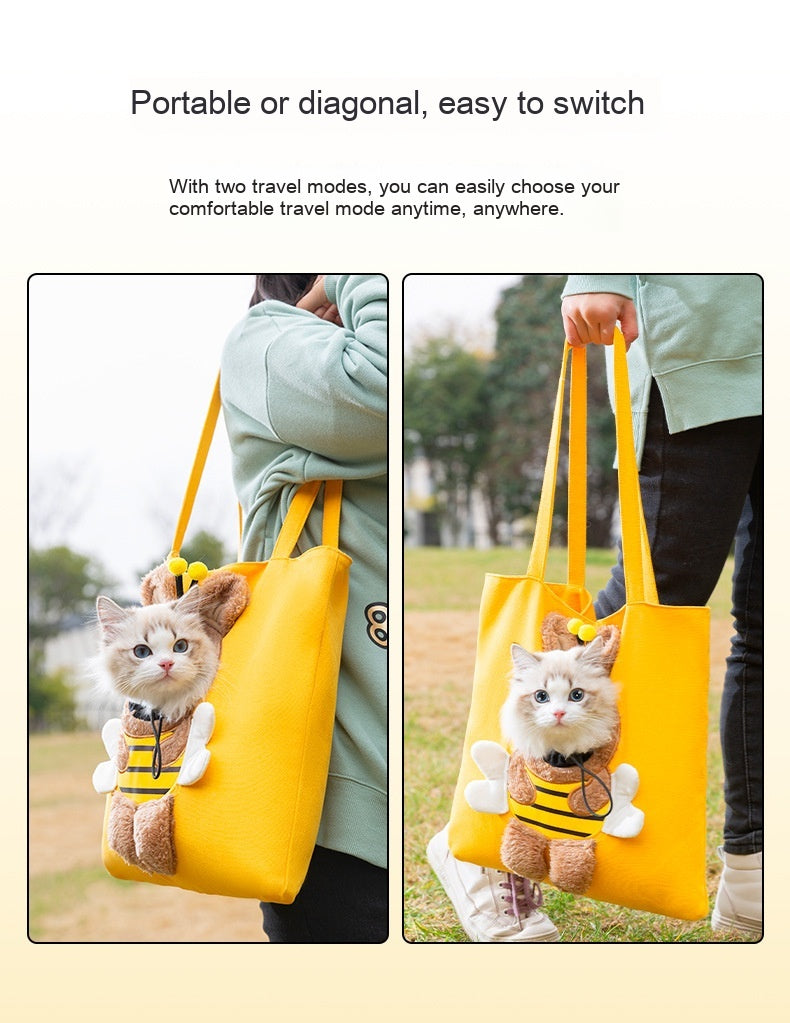 Canvas Diaper Open Head Cat Bag Shoulder Bag