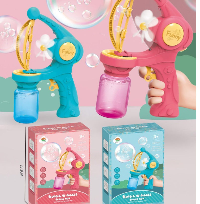 New Children's Electric Bubble Machine Toys Fully Automatic Bubble Porous