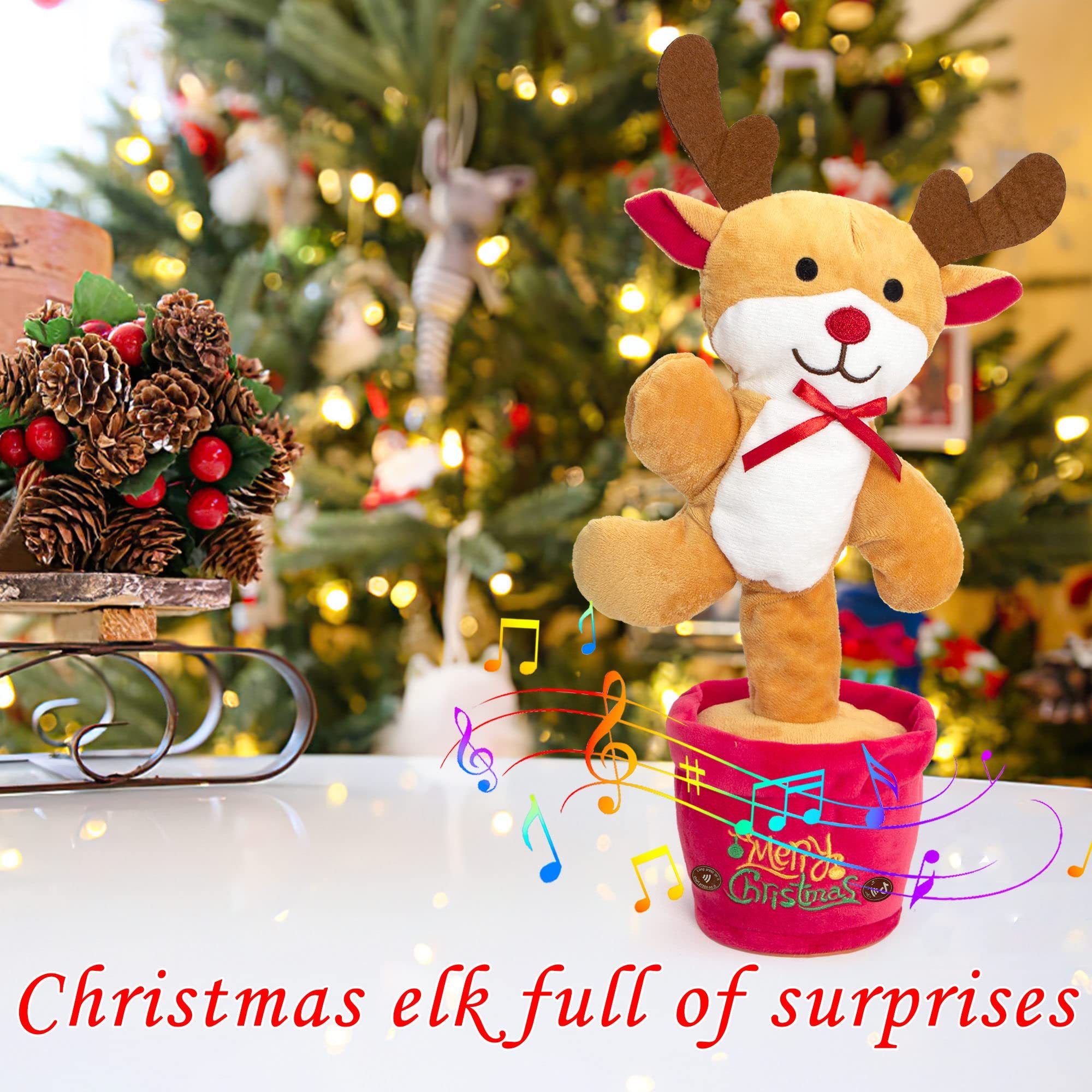 Dancing Christmas Toys Funny Tree Repeat Talking  Electronic Plush Toys Can Sing Record Lighten