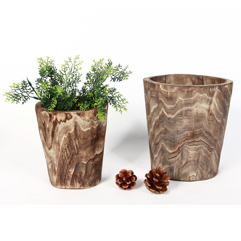 Handmade Wooden Flower Pot Flower Bucket Vase Decoration