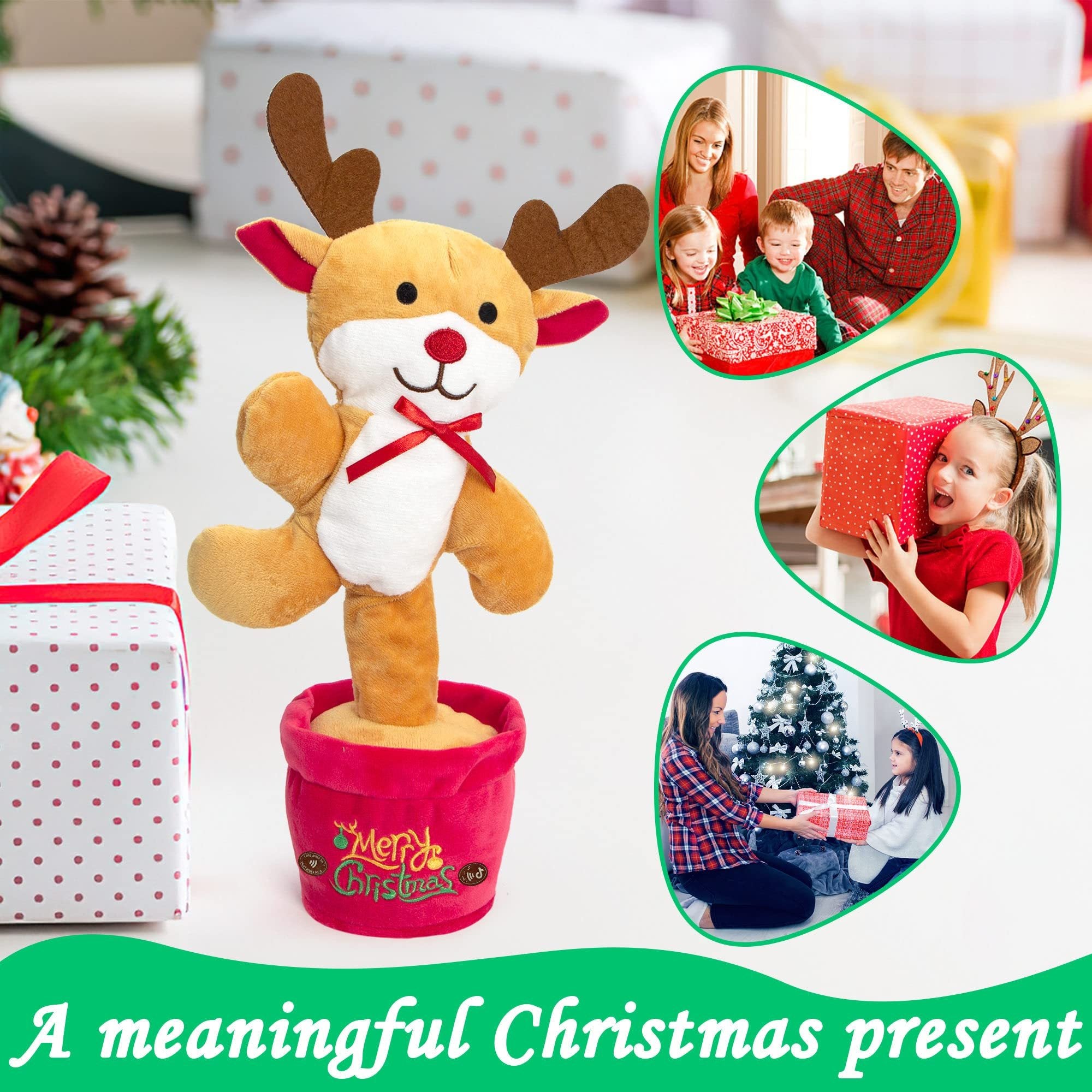 Dancing Christmas Toys Funny Tree Repeat Talking  Electronic Plush Toys Can Sing Record Lighten