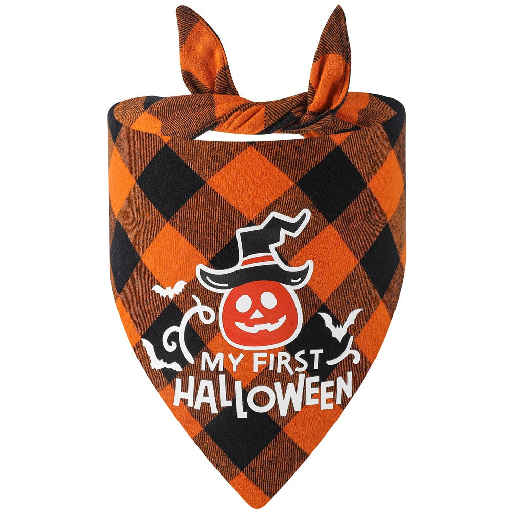 Plaid Luminous Halloween Pet's Saliva Towel