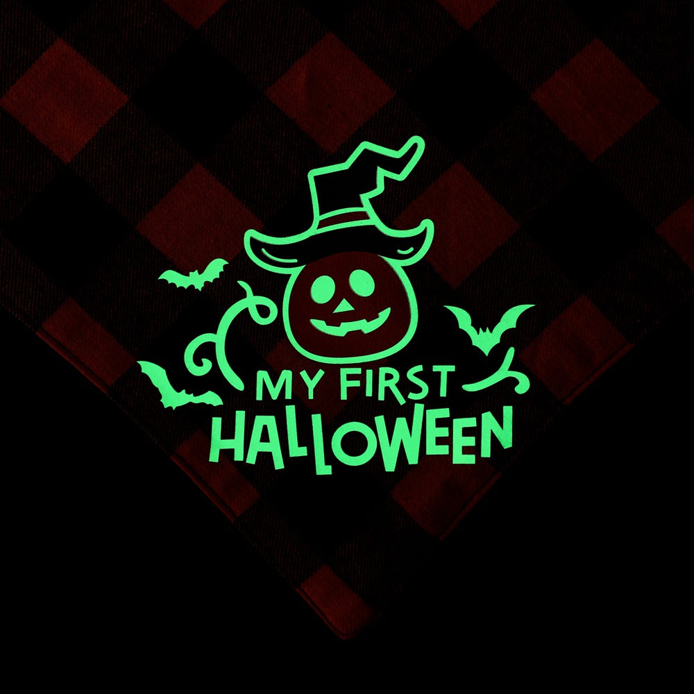 Plaid Luminous Halloween Pet's Saliva Towel