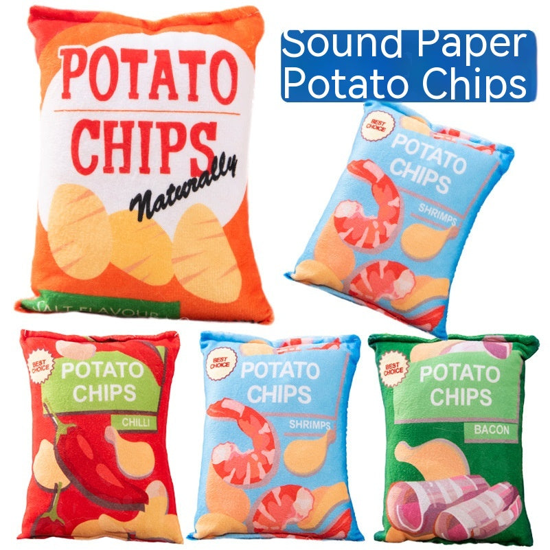 Plush Simulation Sound Paper, Potato Chips, Pet Sound Toys