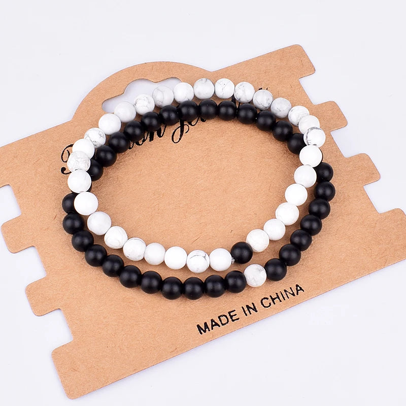 2pcs/set Couples Distance Bracelet Natural Stone Yoga Beaded Bracelets Men Women