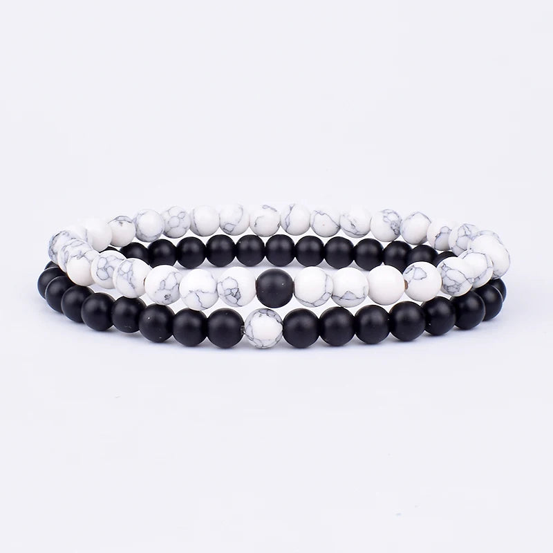 2pcs/set Couples Distance Bracelet Natural Stone Yoga Beaded Bracelets Men Women