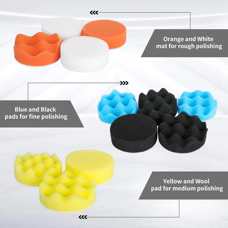 Car Polishing Sponge Pads Kit Foam Pad Buffer Kit Polishing Machine Wax Pads