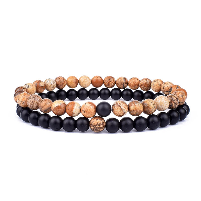 2pcs/set Couples Distance Bracelet Natural Stone Yoga Beaded Bracelets Men Women