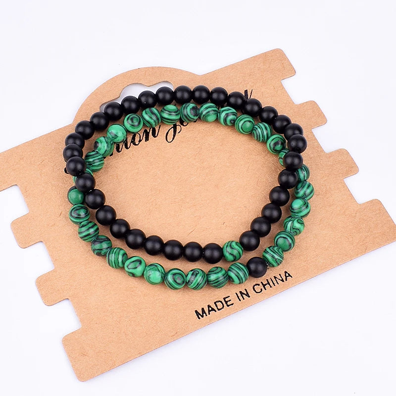 2pcs/set Couples Distance Bracelet Natural Stone Yoga Beaded Bracelets Men Women