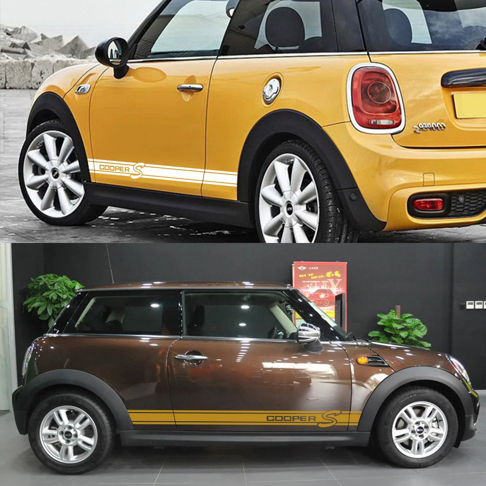 2PCS Car Side Stripe Stickers For Mini Cooper R56 R57 R58 R50 R52 R53 R59 R61