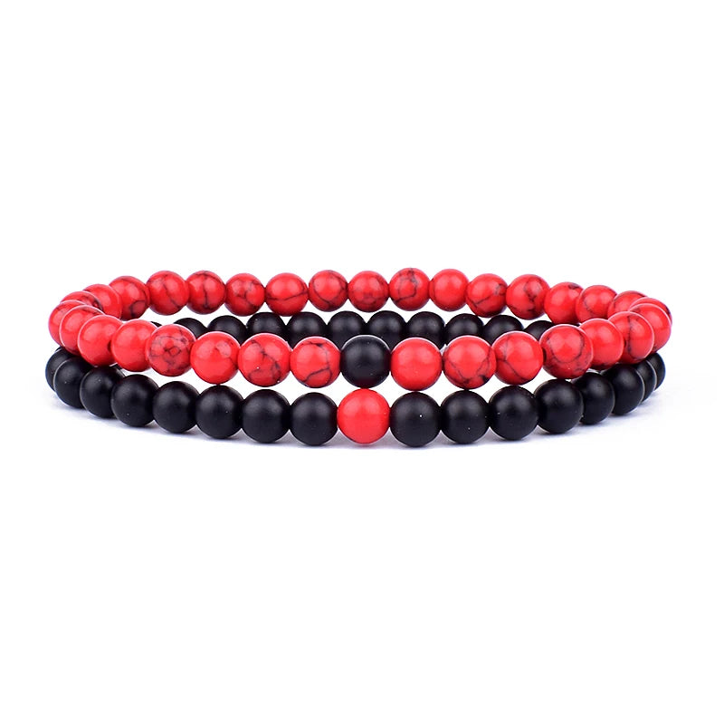 2pcs/set Couples Distance Bracelet Natural Stone Yoga Beaded Bracelets Men Women