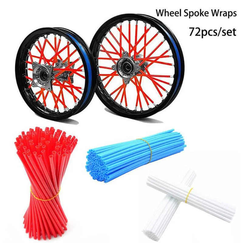 Motorcycle 72Pcs Wheel Rim Spoke Wrap Kit Skin Cover For Motocross Dirt Pit Bike