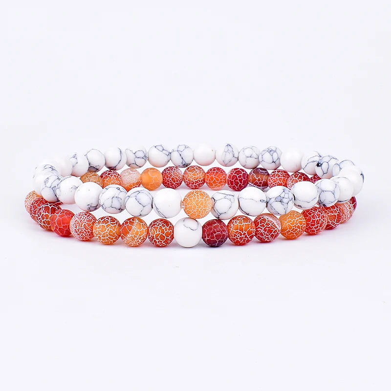 2pcs/set Couples Distance Bracelet Natural Stone Yoga Beaded Bracelets Men Women