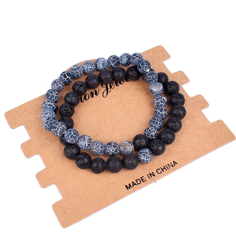 2pcs/set Couples Distance Bracelet Natural Stone Yoga Beaded Bracelets Men Women