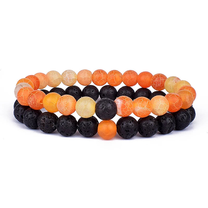 2pcs/set Couples Distance Bracelet Natural Stone Yoga Beaded Bracelets Men Women