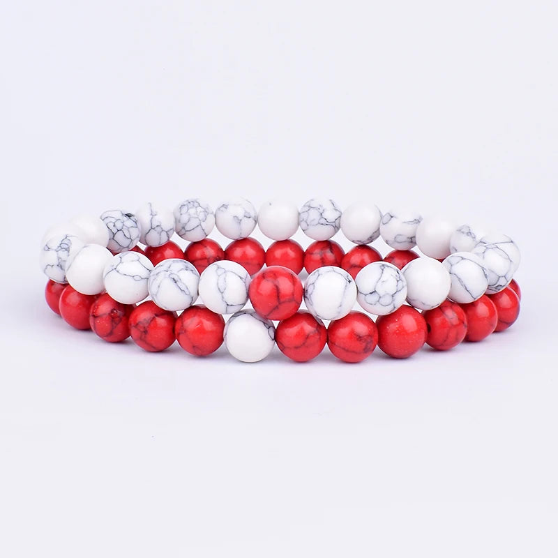 2pcs/set Couples Distance Bracelet Natural Stone Yoga Beaded Bracelets Men Women