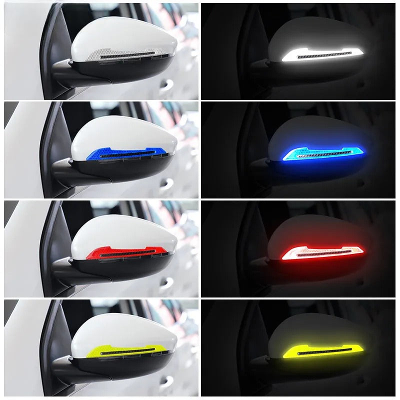 1 Pair Car Rearview Mirror Reflective Sticker Door Leaf Board Safety Warning Tape For Auto Film Stickers Decorative Strip