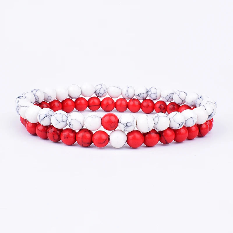 2pcs/set Couples Distance Bracelet Natural Stone Yoga Beaded Bracelets Men Women