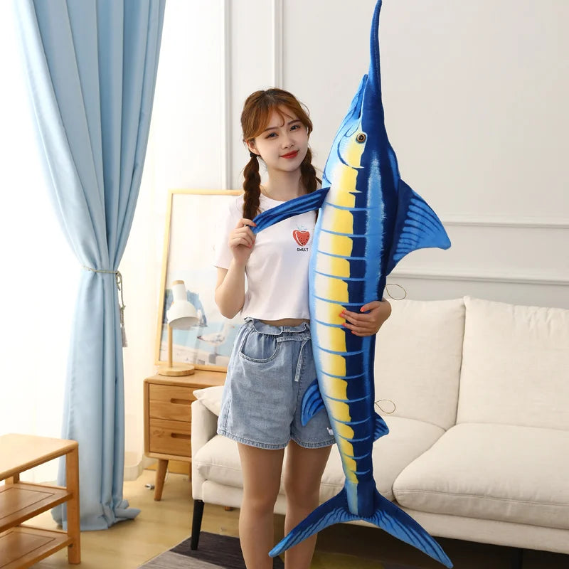 140cm Huge Simulation Bluefin Tuna Plush Toys Stuffed Soft Blue