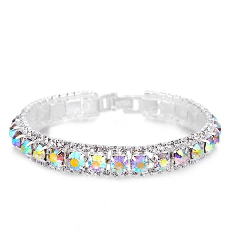 Top Sale 925 Sterling Silver Bracelets Full AAA Zircon Austrian Crystal Femme Women Link Chain Jewelry Bangles 14 Colors