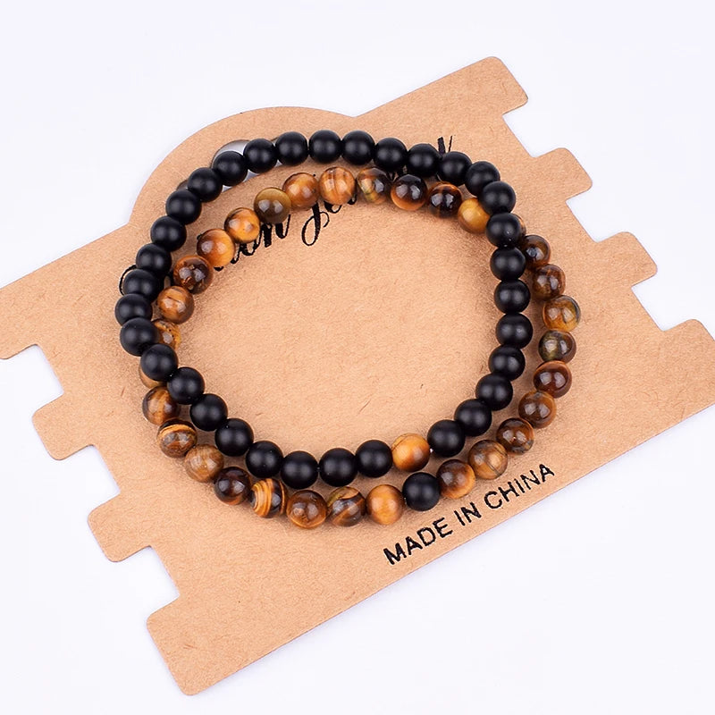 2pcs/set Couples Distance Bracelet Natural Stone Yoga Beaded Bracelets Men Women