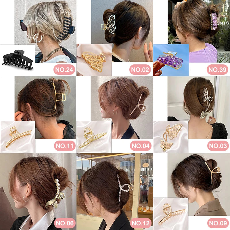 Women Fashion Simple Gold Color Hair Claw Retro Hair Clips Headband Hairpin Hair