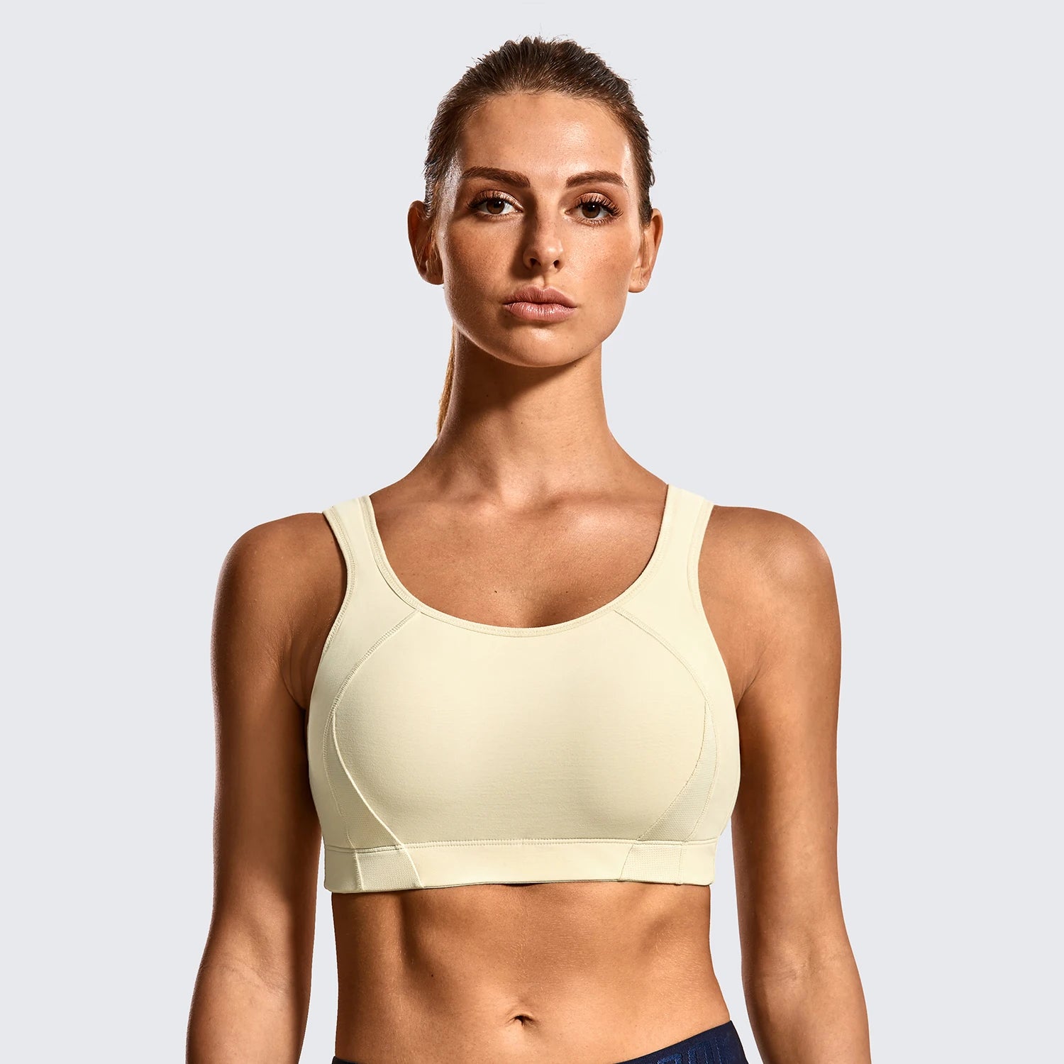 SYROKAN Sports Bras High Impact Padded for Women Full Coverage Shock Control Wirefree Bra