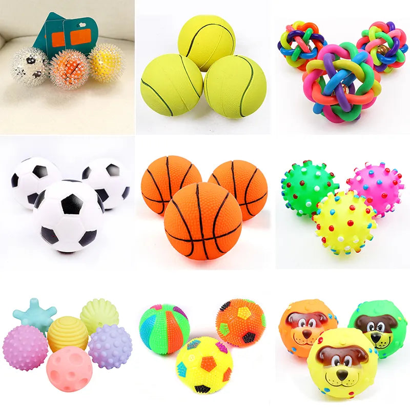 Squeaky Pet Dog Ball Toys for Small Dogs Diameter 6cm Rubber Chew Puppy Toy