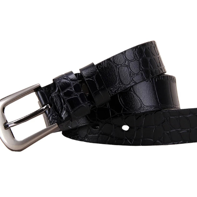 Genuine leather belts for women Fashion Pin buckle woman belt High quality second layer cow skin strap female width 2.8 cm Blue