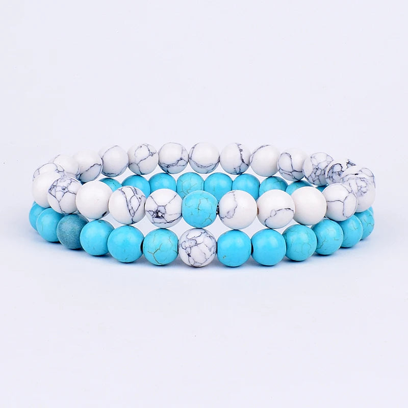 2pcs/set Couples Distance Bracelet Natural Stone Yoga Beaded Bracelets Men Women