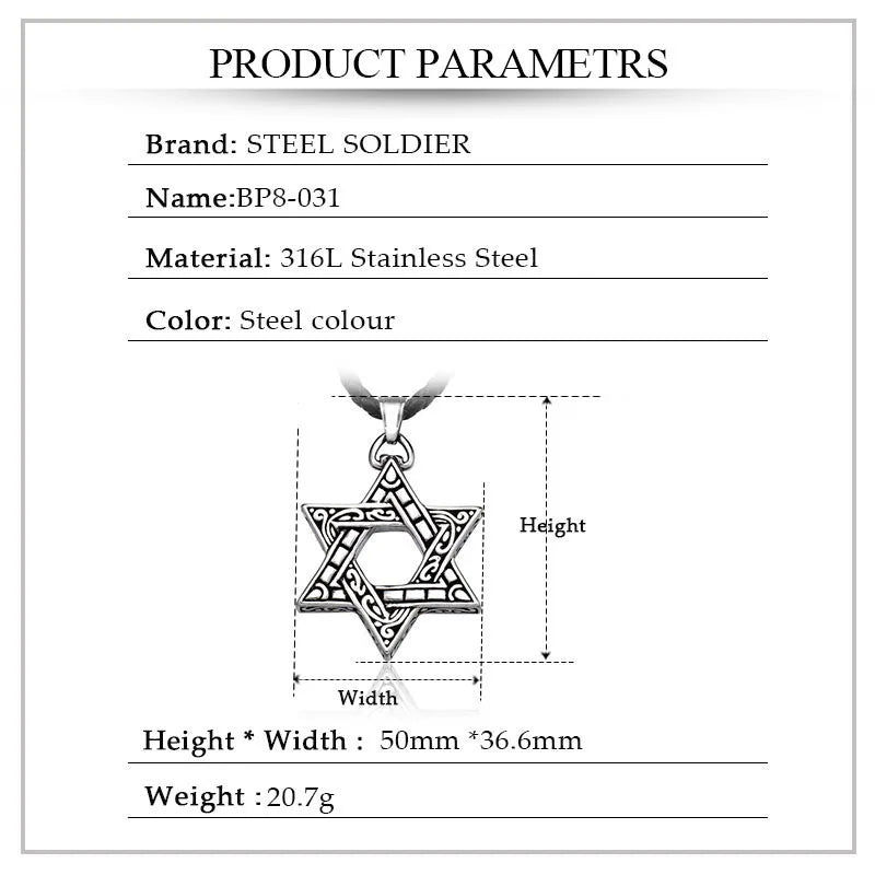 Stainless Steel Classic Star Of David Men's Pendant Six-pointed Star Fashion