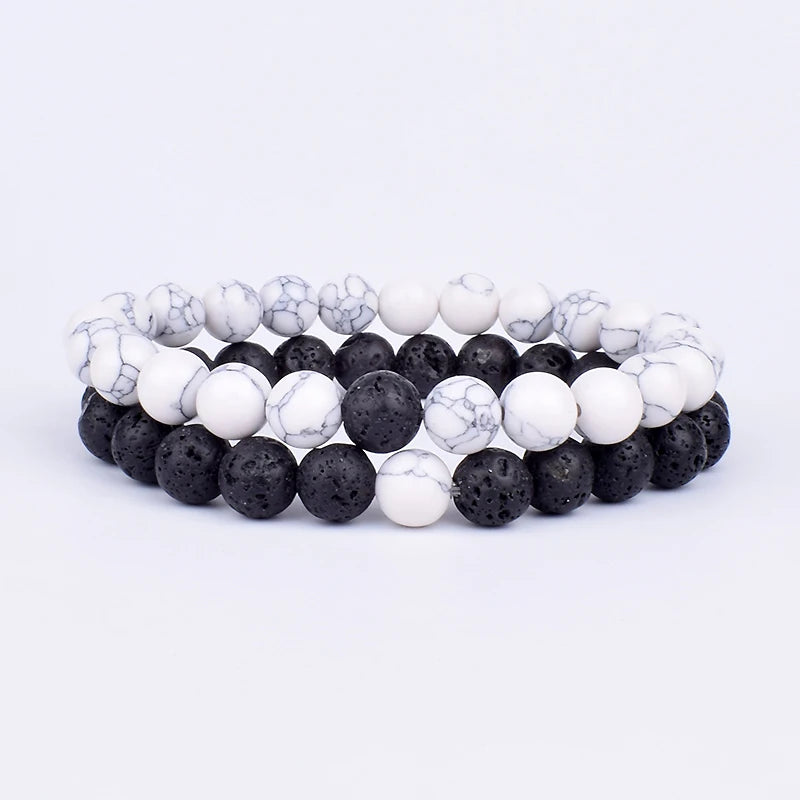 2pcs/set Couples Distance Bracelet Natural Stone Yoga Beaded Bracelets Men Women