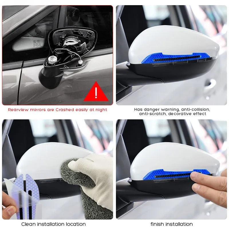 1 Pair Car Rearview Mirror Reflective Sticker Door Leaf Board Safety Warning Tape For Auto Film Stickers Decorative Strip