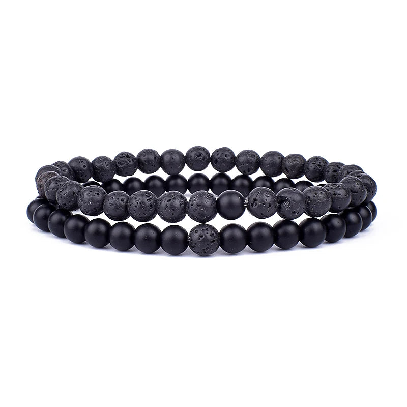 2pcs/set Couples Distance Bracelet Natural Stone Yoga Beaded Bracelets Men Women