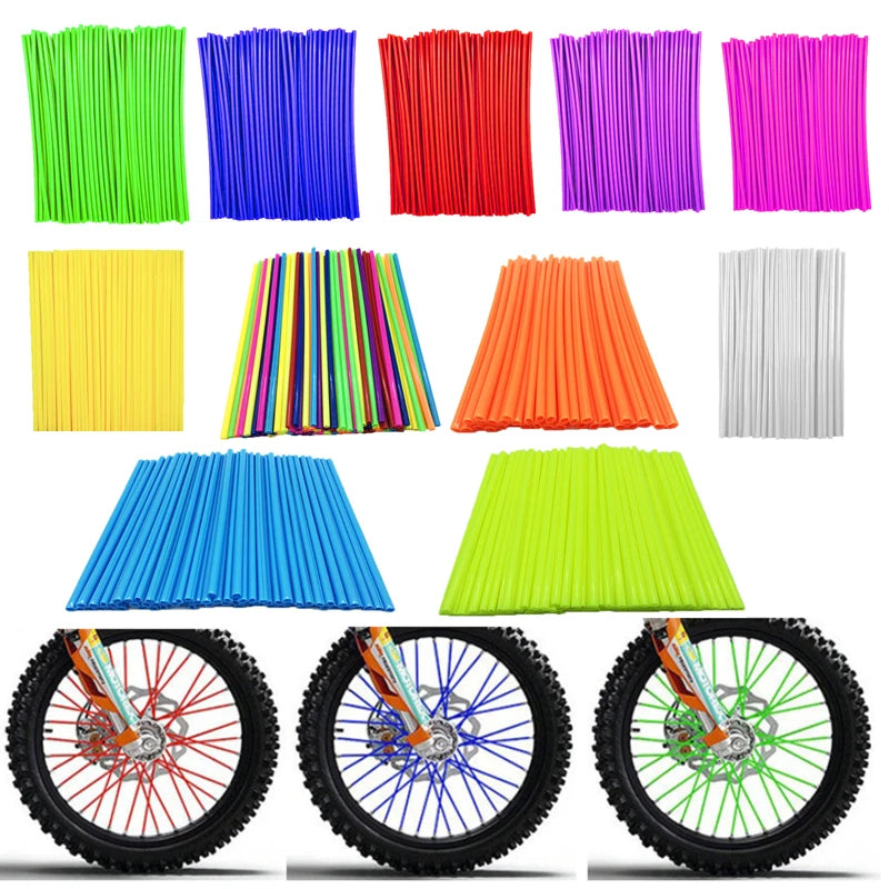 Motorcycle 72Pcs Wheel Rim Spoke Wrap Kit Skin Cover For Motocross Dirt Pit Bike