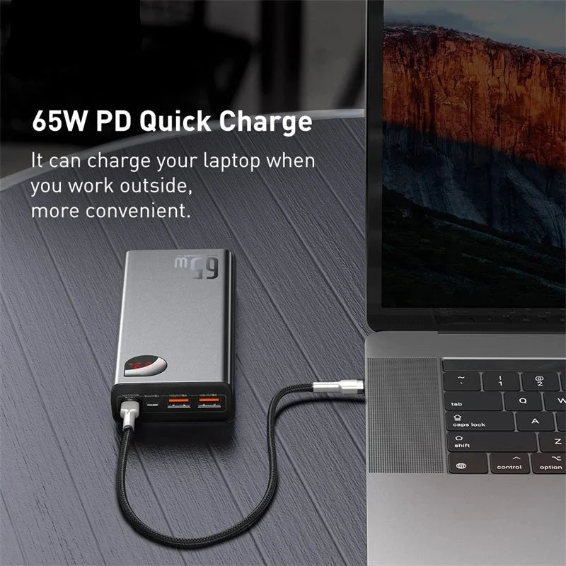 Baseus 65W Power Bank 20000mAh Portable Charging Powerbank Mobile Phone External Battery PD QC 3.0 Charger 22.5W Poverbank 20000