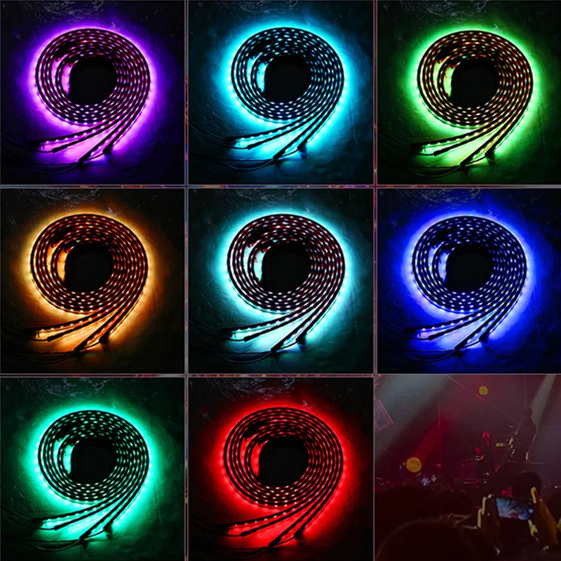 Car Underglow Neon Accent Strip Light Kit 8 Color Sound Active Function