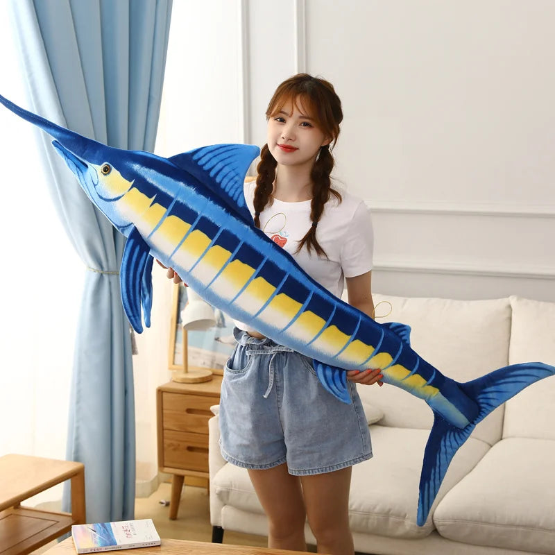 140cm Huge Simulation Bluefin Tuna Plush Toys Stuffed Soft Blue