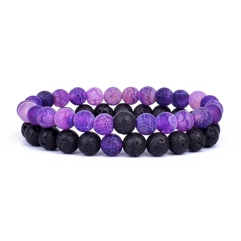 2pcs/set Couples Distance Bracelet Natural Stone Yoga Beaded Bracelets Men Women