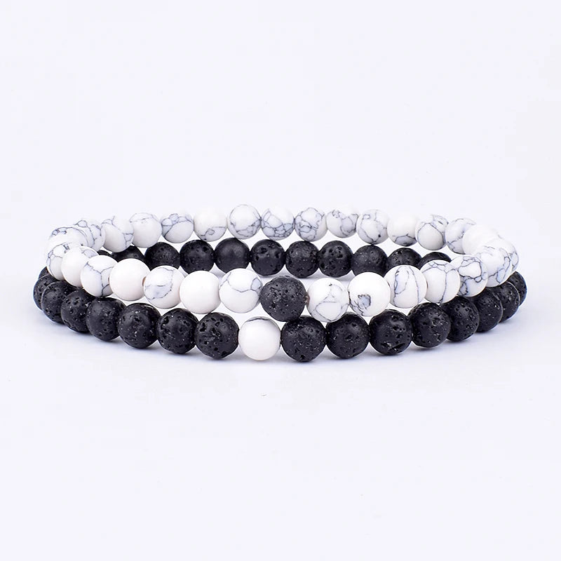 2pcs/set Couples Distance Bracelet Natural Stone Yoga Beaded Bracelets Men Women