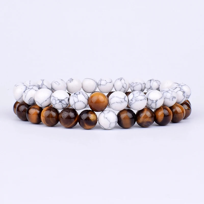 2pcs/set Couples Distance Bracelet Natural Stone Yoga Beaded Bracelets Men Women