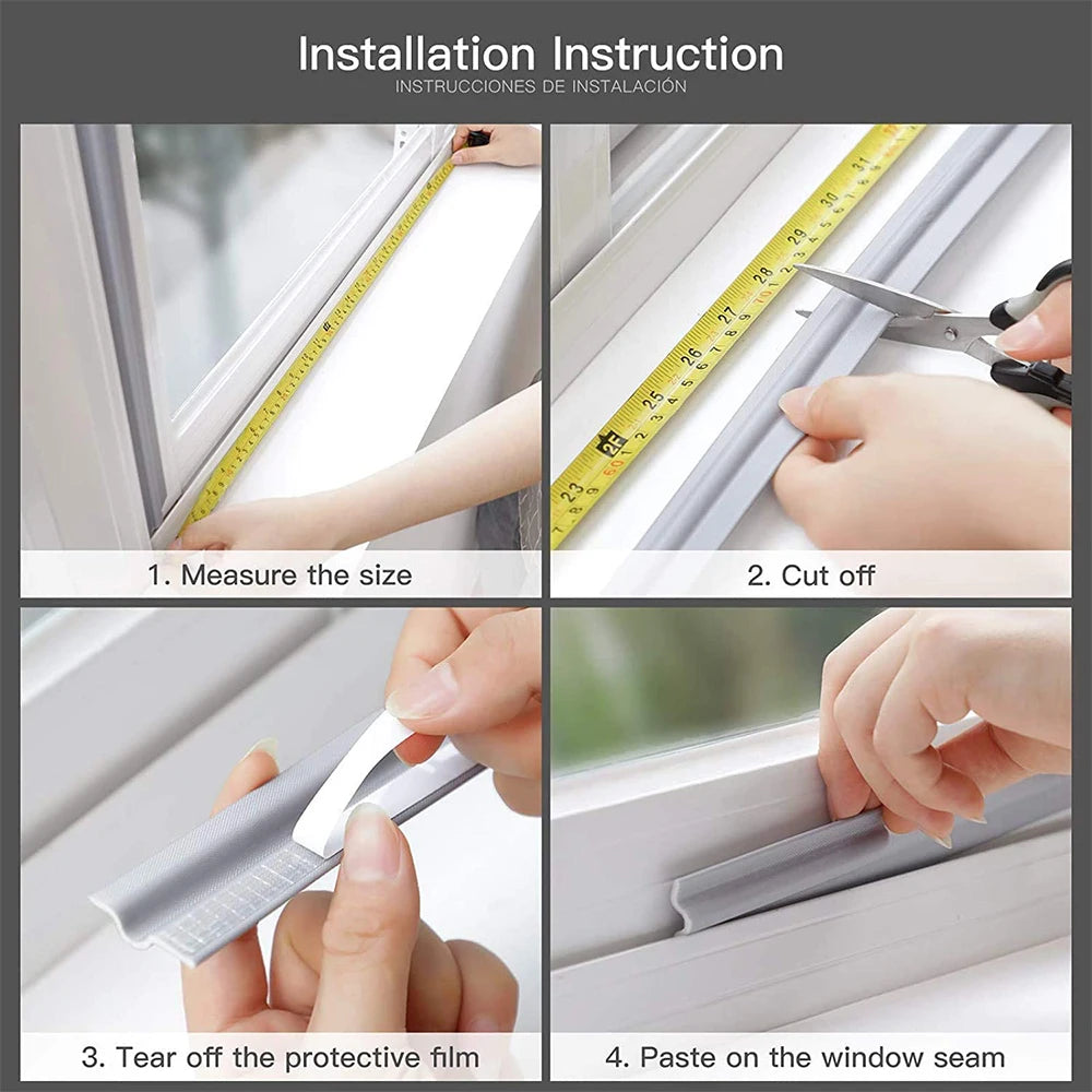 2M Wearable Sliding Window Weather Strip Soundproofing Foam Door Bottom Seal Tape Self Adhesive