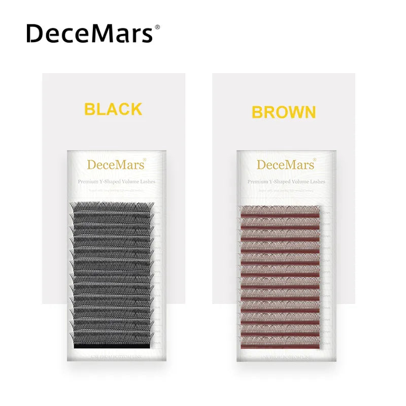 DeceMars YY Shape  Black Brown Eyelashes Extensions Two Tip Lashes C/D Curl  High Quality  Idividual